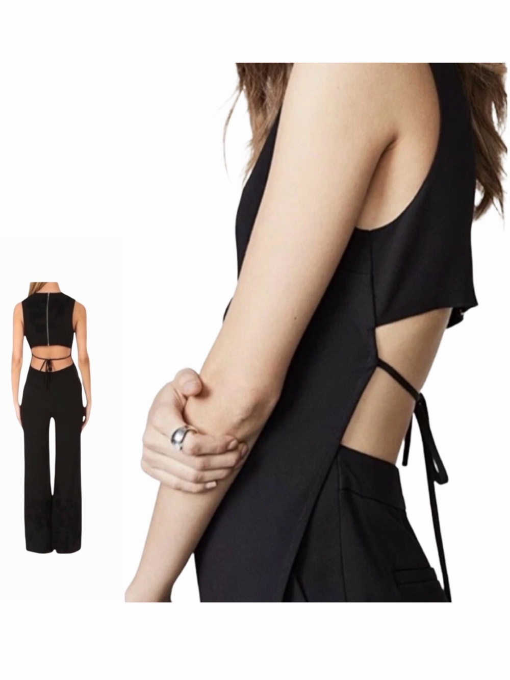 A.L.C. Jumpsuit Friedan Wide Leg Open Back Black Size 0 NWT 2016 Party